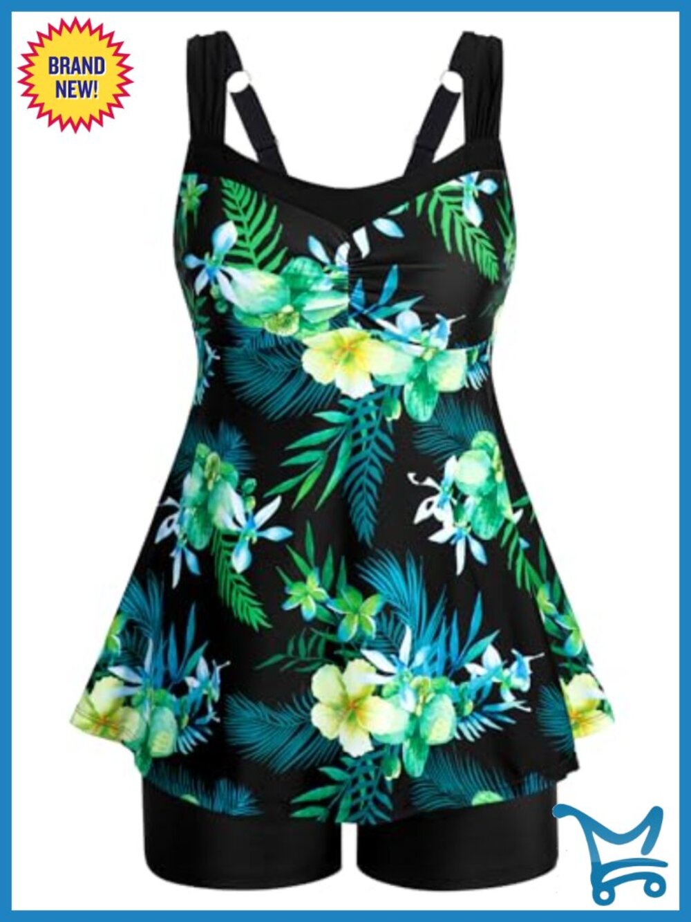 Womens Tankini Bathing Suit Two Piece Swimsuits with Shorts Tummy Control